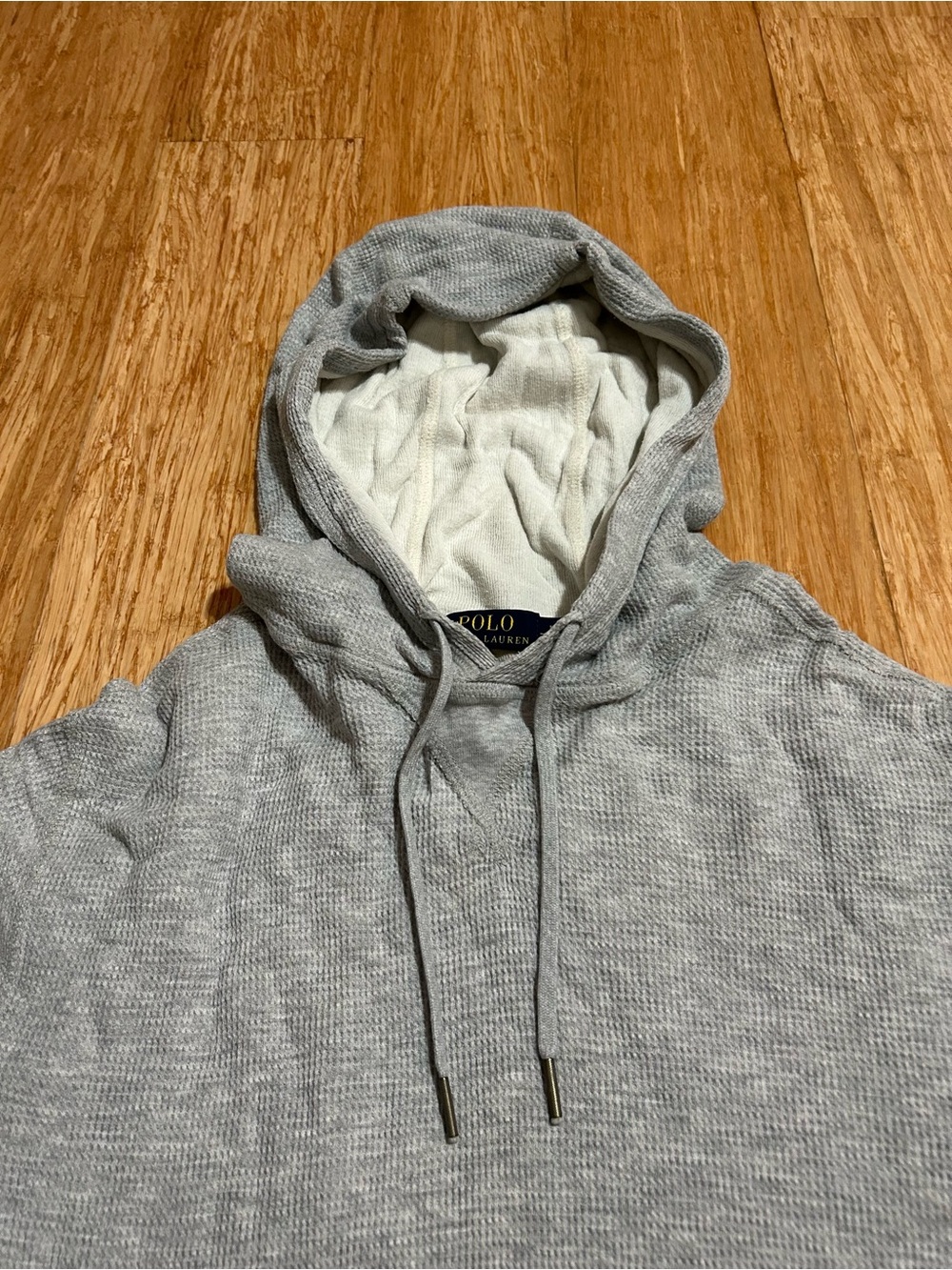 Polo Ralph Lauren Waffle Knit Pullover Hoodie Grey (Men’s Large) - Picture 3 of 5